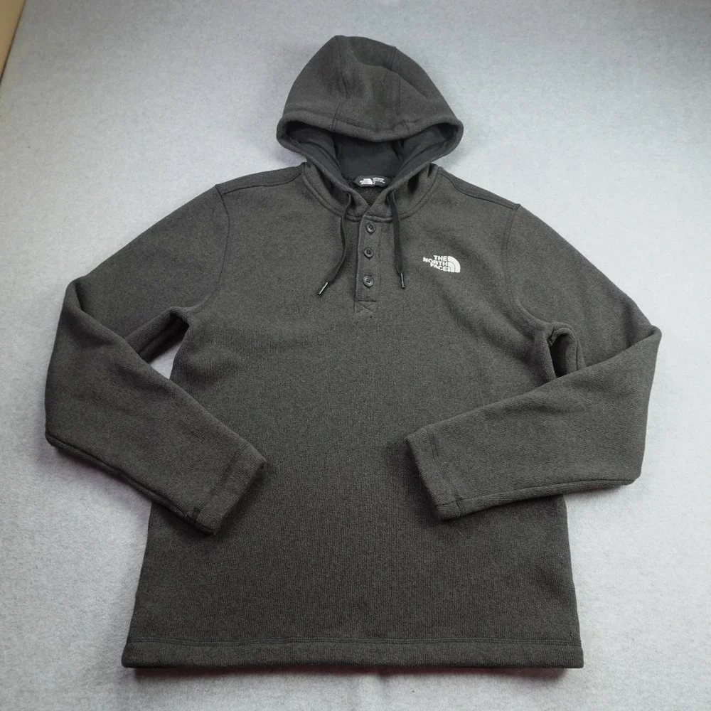 The North Face Sweater Mens Medium Gray Gordon Lyons Outdoor Henley Hoodie